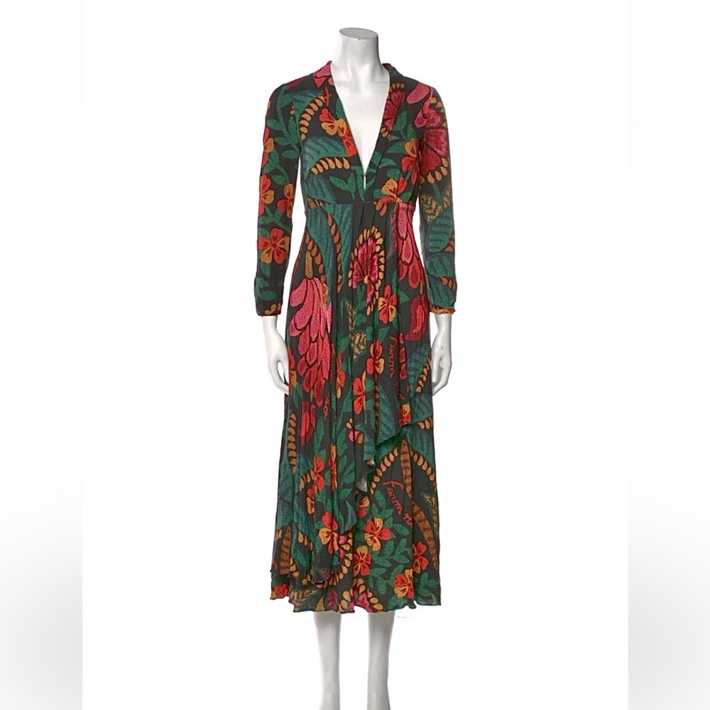 FARM RIO Black Flowerdoscopic Maxi Dress, Color: Black Made, XS